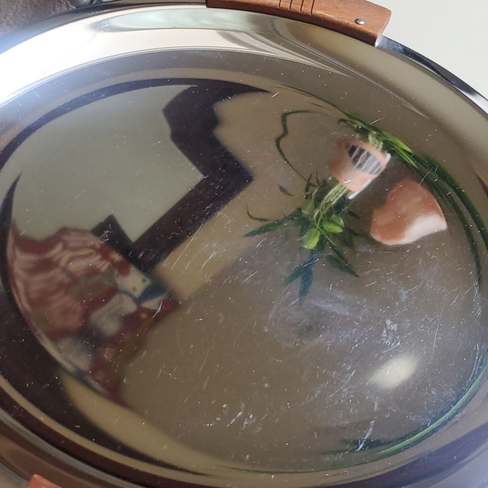 Kromex Mid-Century Large Round Serving Tray Vintage 13.5 inches - Picture 3 of 10